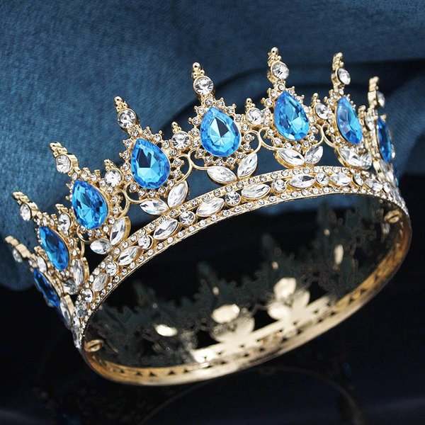 Corona Redonda Barroca Para Boda Nupcial Reina Real Rey Tiara Fiesta De CumpleañOs ActuacióN Accesorios Para La Cabeza Diadema JoyeríA White-image