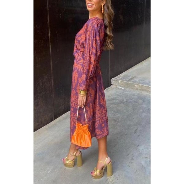 Moda Mujer OtoñO Invierno Vestidos Casuales De Manga Larga Con Cuello En V Xxxl PúRpura-image