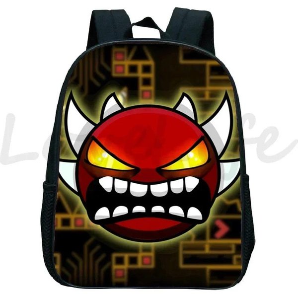 Mochilas De JardíN De Infancia Angry Geometry Dash Para NiñOs Y NiñAs Rucksack Anime Mochila PequeñA Bolsas Escolares De Dibujos Animados Para NiñOs Mochila Infantil Brown-image