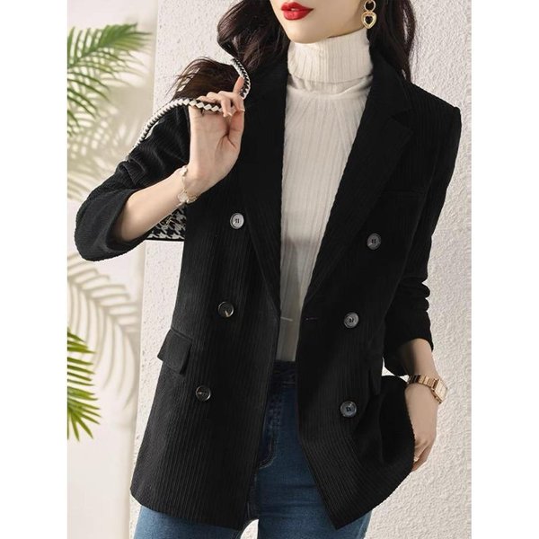 Chaqueta De Traje De Pana Para Mujer Para Primavera Y OtoñO Nuevo Estilo Coreano Estilo BritáNico Top De Traje Casual 2XL Beige-image