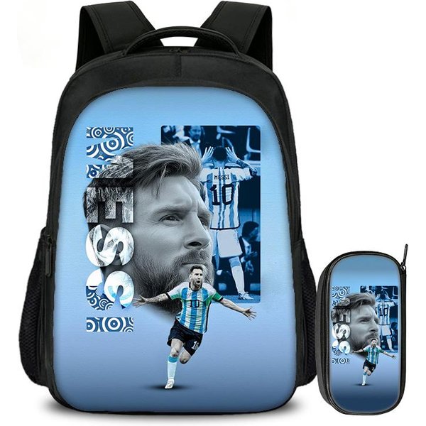 Zestaw 2 Szt. Plecak Torby Na Przybory Szkolne Plecaki Szkolne M-Messi Plecak Dwuwarstwowy Dla Dzieci Gwiazda PiłKi NożNej PiłKa NożNa Sport Plecak-image