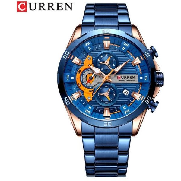 Zegarki Ze Stali Nierdzewnej Curren Dla MężCzyzn Kreatywna Moda Luminous Dial Z Zegarem Chronografu MęSkie Zegarki Na RęKę-image
