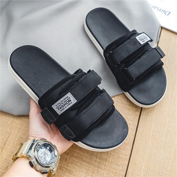 Zapatillas De Hombre Verano Exterior Bolsillo Gancho Bucle Chanclas CóModas Antideslizantes Sandalias De Playa Ligeras Pareja Deportes Chanclas 45 Black-image