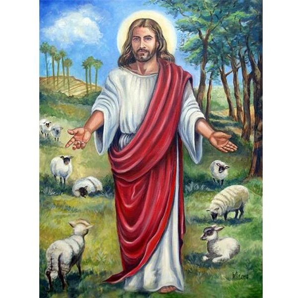 5D Diy Portret Diamentowe Malowanie Jezus Religia PełNy Haft Diamentowy śCieg KrzyżYkowy Mozaika ChrześCijańStwo Zestawy Dekoracje śCienne Full Round 45X60Cm-image