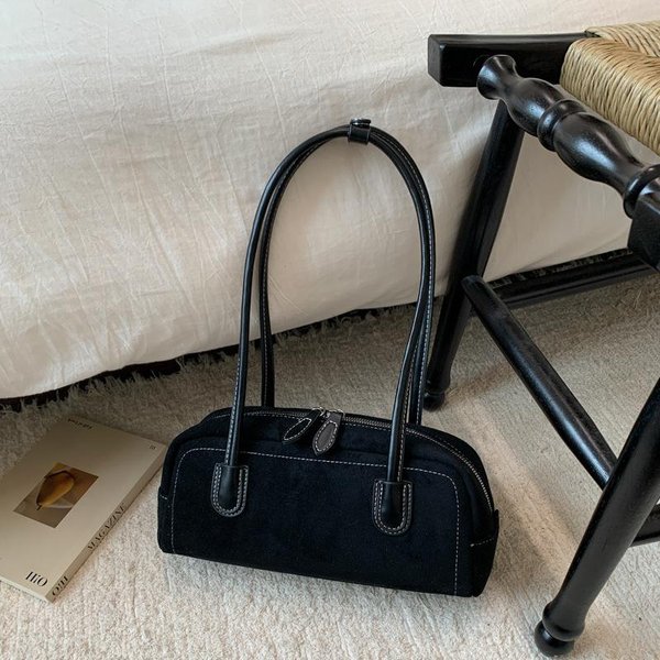 Bolso Baguette Retro, Bolso Almohada Simple, Bolso Simple De Axila, Bolso Monohombro Moderno Y Casual Para Mujer Negro-image