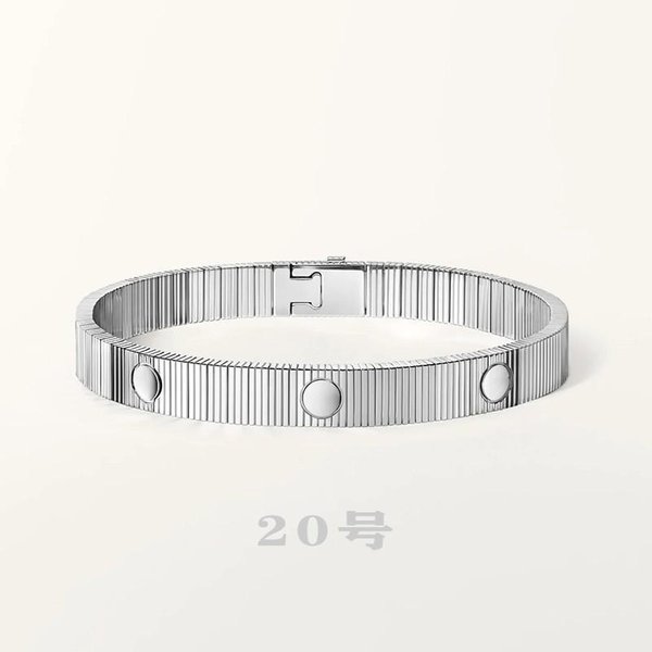 Stal Nierdzewna Tytanowa Bransoletka MężCzyźNi Kobiety Geometryczny Pasek ŚRuba Design Minimalistyczna Regulowana Bransoletka BiżUteria Silver Minimalist Style 20Cm White-image