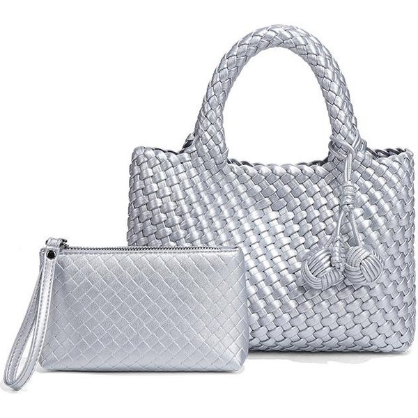 Bolso De Mano Tejido De Nicho Para Mujer, Bolso Cruzado De Hombro ÚNico Casual De Cuero Suave, Bolso Tote PequeñO De Mano VersáTil Y De Moda Gray-image