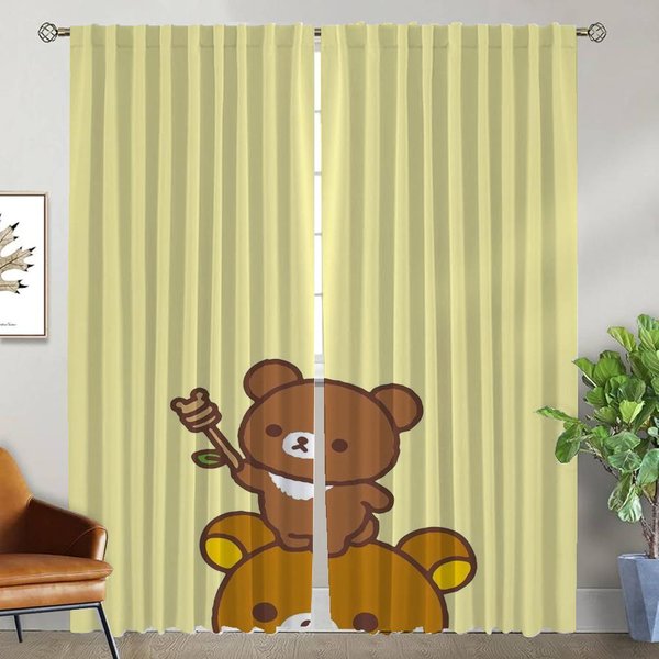 Cortinas De Cocina Rilakkuma Para Sala De Estar Cortina ParticióN DecoracióN De Halloween Cortinas Para Interior Del Hogar 2 Piezas Estores NiñO W50Xh70Cmx2Pcs-Cl-image