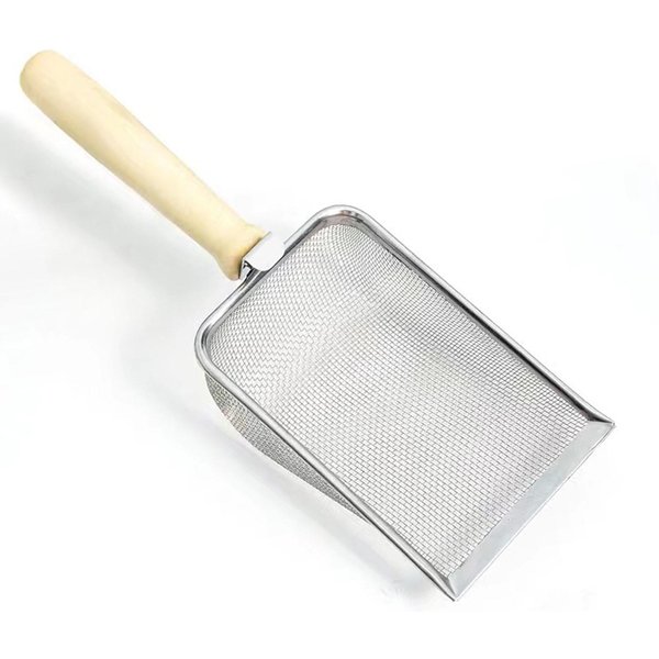 Pala Para Arena De Gato De Malla Fina Pala MetáLica Para Arena De Gato Pala Para Arena De Reptil Tamiz Con Mango De Madera Type 2 White-image