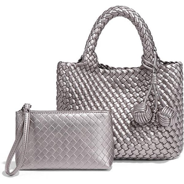 Bolso De Mano Tejido De Nicho Para Mujer, Bolso Cruzado De Hombro ÚNico Casual De Cuero Suave, Bolso Tote PequeñO De Mano VersáTil Y De Moda Gray-image