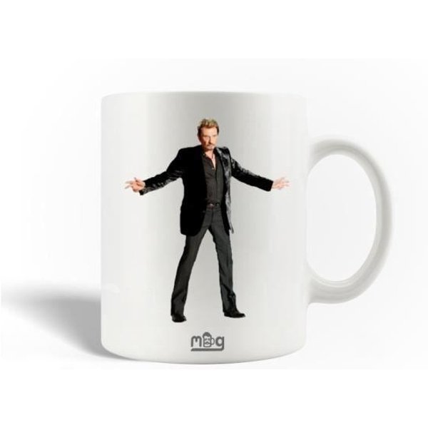Taza De CeráMica - Johnny Hallyday - 30Cl - Blanca - Apta Para Lavavajillas - Redonda-image