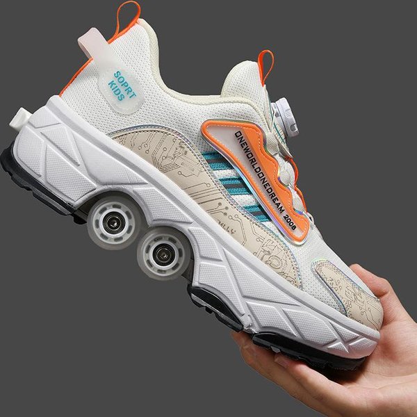DeformacióN Patinaje Patines Patinaje Patines Adultos NiñOs Y NiñAs Estudiantes Encogimiento Invisible Cuatro Ruedas Doble Fila Zapatos Descontrolados Nuevo 34-image
