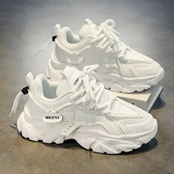 Zapatillas Deportivas Blancas A La Moda Para Hombre, Zapatos Informales Con Cordones Para Hombre, Zapatos Ligeros Vulcanizados, Zapatillas Para Caminar Para Hombre 41 White-image
