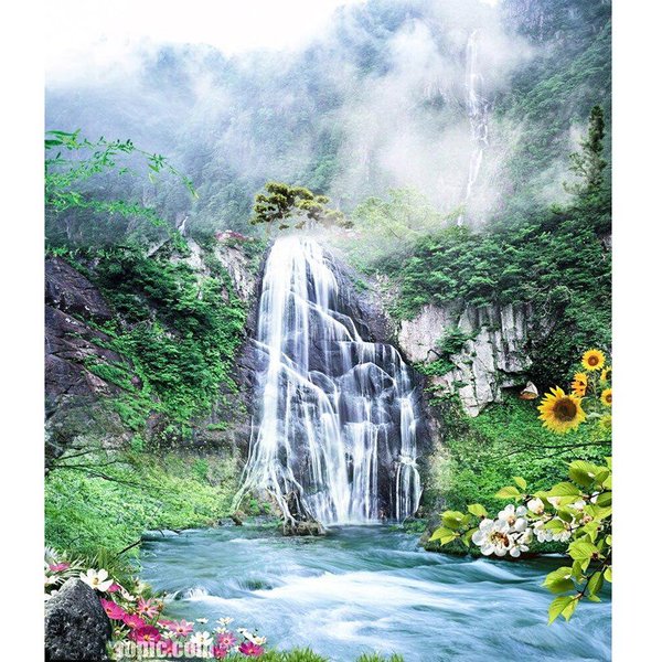 Kit De Punto De Cruz DIY Bordado De Diamantes Cascada De MontañA Pintura De Diamantes Mosaico DecoracióN Del Hogar 20X30CM-image