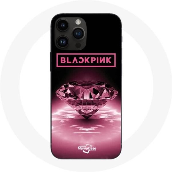 Funda - Maniacase - Iphone 14 Pro - Negro - Logo Blackpink - Acabado Diamantado Color Rosa-image