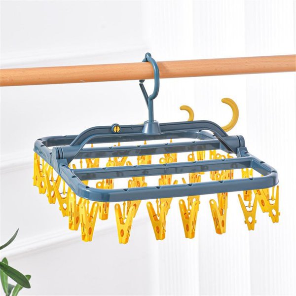 Colgador Plegable Para Secador De Ropa, 32 Clips, Calcetines A Prueba De Viento, Tendedero De Ropa Interior, Estante De Almacenamiento Para LavanderíA Para NiñOs Y Adultos 32-image