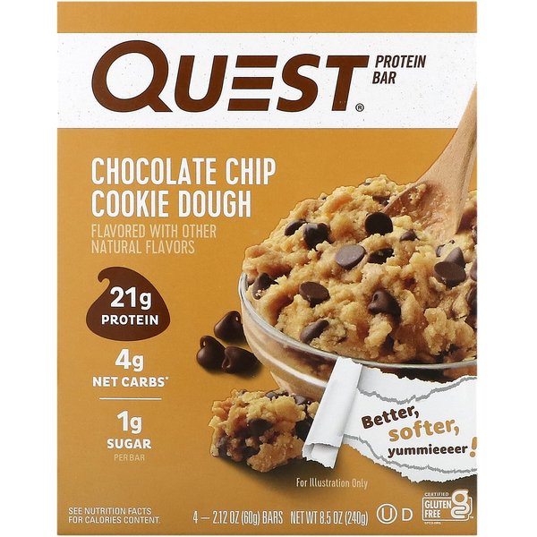Quest Nutrition, Barra De ProteíNas, Masa De Galleta Con Chispas De Chocolate, 4 Barras, 2.12 Oz (60 G) Cada-image