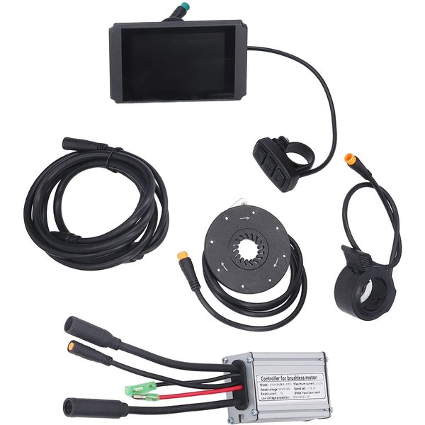 Zestaw Kontrolera Do Roweru Elektrycznego 15A Wodoodporny WyśWietlacz LCD8H Zestaw Do Konwersji Roweru Z Przewodem 1 Na 2 Dla Silnika 250W 350W Black-image