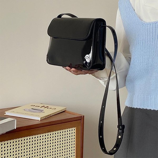 Bolso Vintage De Axila Para Mujer OtoñO-Invierno Cuero Rojo Bolso De Mano Para Billetes Bolso De Hombro Bolso Cruzado Bolso Cuadrado PequeñO Para Mujer Negro-image