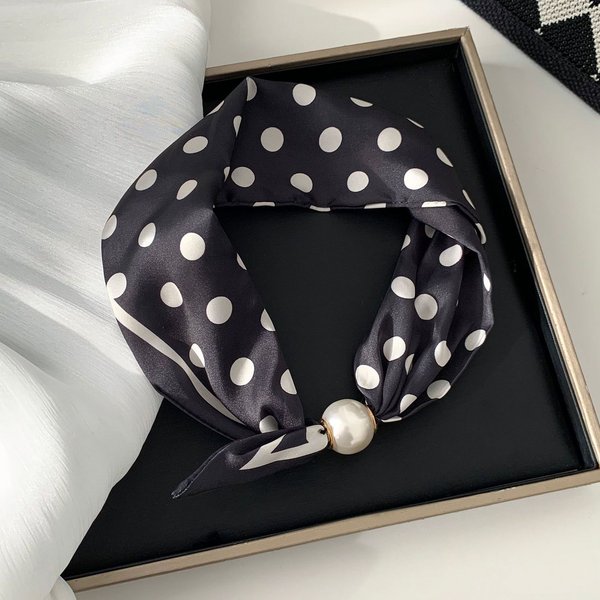 Collar De Perlas MagnéTico De Lujo FrancéS Para Mujer, PañUelo VersáTil Ligero, Para El DíA A DíA, Fiestas Y Vacaciones Gray-image