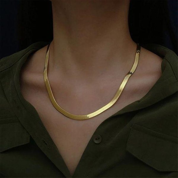 925 Srebro 18K ZłOto 4Mm ŁAńCuszek Naszyjnik Dla Kobiet Luksusowa BiżUteria Prezent ŚLubny Choker Obojczyk Prezent 50Cm 20Inches ZłOty-image
