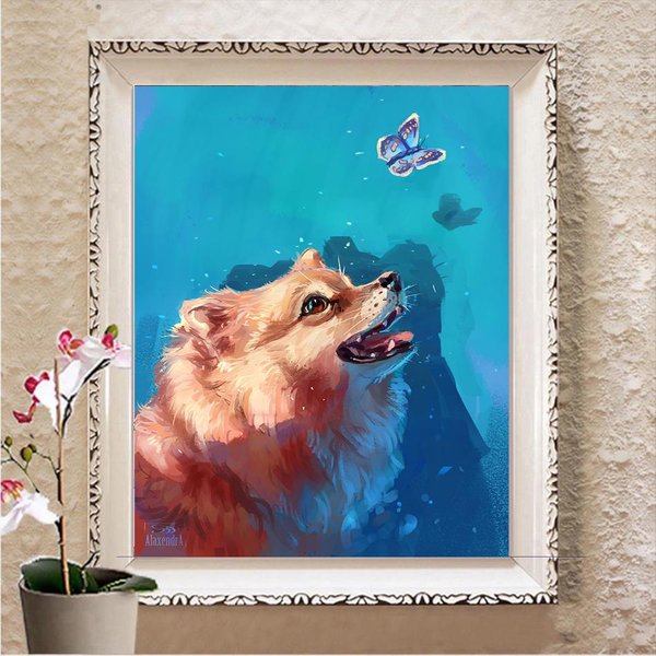 5D DIY Diamentowe Malowanie PełNe Kwadratowe WiertłO Diamentowe Hafty ZwierzęTa Obraz Mozaiki Z KryształU GóRskiego Full Square 20X30CM Blue-image