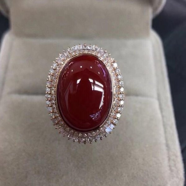 Nuevos Anillos De Boda Con Rubelita Del Sur Incrustada Para Mujer BorgoñA Apertura Ajustable JoyeríA CláSica De Lujo Ligero Regalo Resizable-image