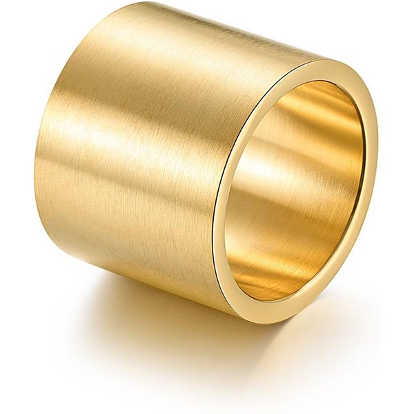 Anillo De Placa Grande Ligera De Acero De Titanio Cepillado Estilo Europeo Y Americano 11# Beige-image