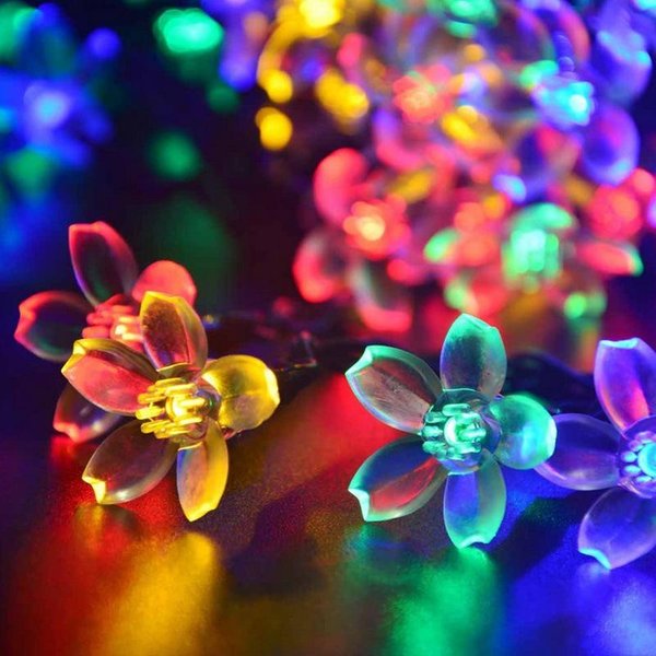 Solarne Lampki Sznurowe 5M 7M 12M 22M Kwiaty WiśNi Lampki Ogrodowe LED Lampki Sznurowe ZewnęTrzne Lampki Fairy Girlanda Kwiatowa Uliczna 7M50Led-Multicolor-image