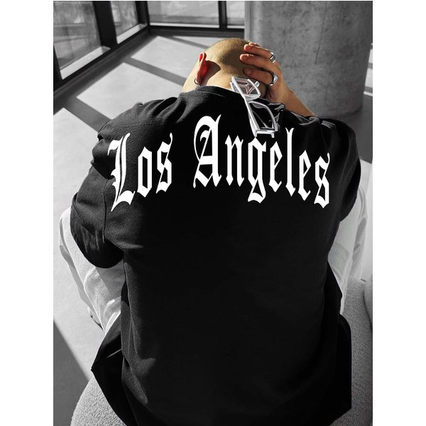 2026 Los Angeles Koszulka Z Nadrukiem Z TyłU MęSka Gotycka Streetwear Dekolt OkrąGłY KróTki RęKaw Poliestrowe Top S-image