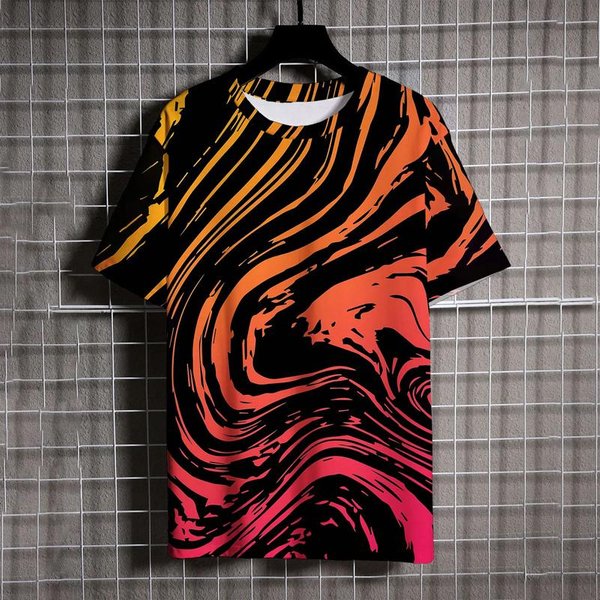 Moda De Verano Deportes Camisetas De Graffiti Con ImpresióN 3D Para Hombre Nueva Tendencia Harajuku Casual Personalidad Cuello Redondo Manga Corta Camisetas Tops 6XL Brown-image