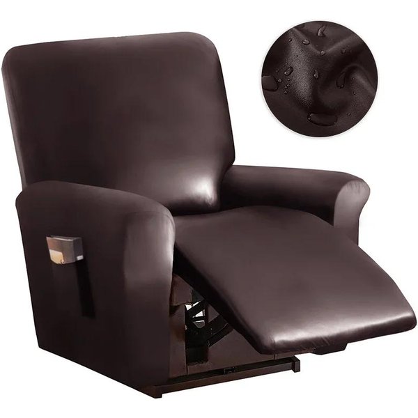 Funda De Sofá Reclinable De Cuero PU 1/2 Plazas Impermeable Funda De SillóN Reclinable EláStica Fundas De Sofá Individuales Para Sala De Estar DecoracióN Del Hogar-image