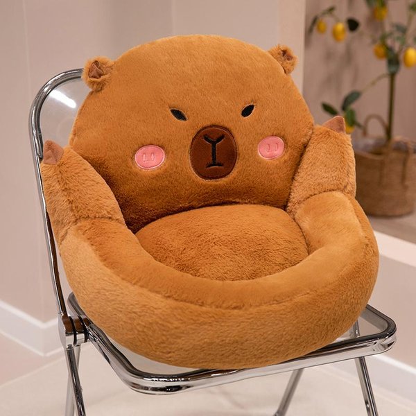 Adorable Almohada De Peluche De Capibara Dibujo Animado Lindo Suave Relleno Peluche Juguete Acogedor Capibara Soporte Lumbar Silla CojíN De Asiento Sofá DecoracióN Del Hogar 45-50Cm-image