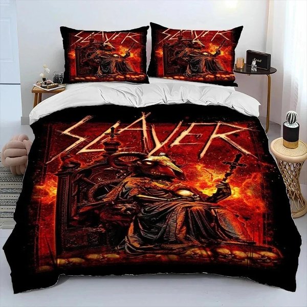 Slayer Banda De Heavy Metal ColeccióN De Ropa De Cama Manta Funda NóRdica ColeccióN De Cama Funda De Colcha Funda De Almohada ColeccióN De Ropa De Cama TamañO King Queen NiñOs EU Single 135X200Cm-image