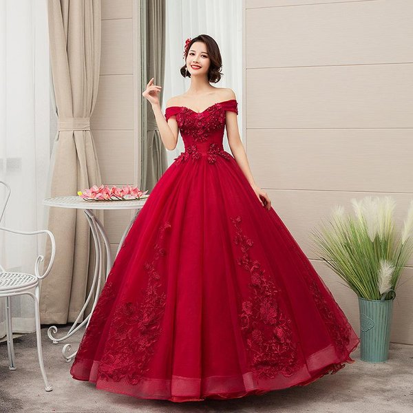 Falda De Pompa AnfitrióN De ReunióN Anual Pasarela Vestido De Noche Vestido Largo De Estudiante Mujer Xxxl Rojo Oscuro-image