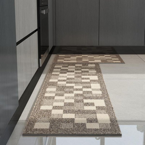 Alfombra De Cocina Para Piso Hogar Tira Larga Absorbente De Aceite Absorbente Antideslizante Alfombra Para Pies Lavable A MáQuina Alfombra Resistente A La Suciedad Alfombra Tejida 45X70Cm-image