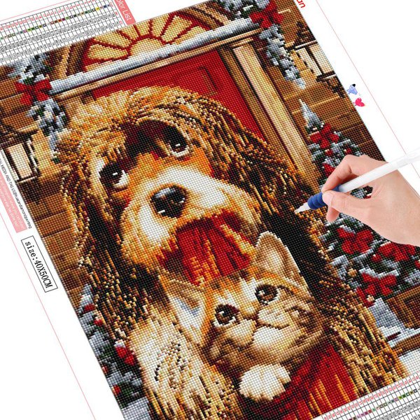 Pintura Diamante Cuadrada Completa Perro Imagen PedreríA Venta Bordado Diamante Gato Mosaico Animal Regalo De Navidad Full Square 20X30CM-image
