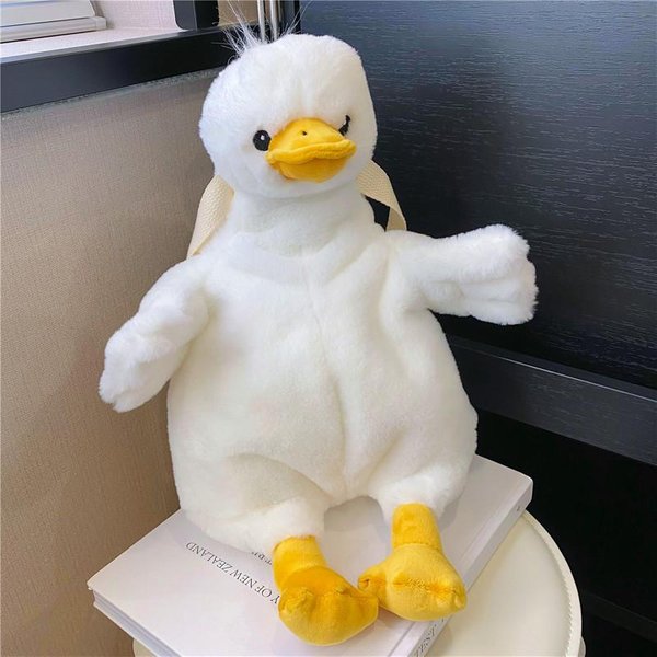 Uroczy MięKki Pluszowy Plecak Anime Dla DziewcząT Kobiet KreskóWkowy KształT Kaczki KróLika Torba Na Ramię DużA Pojemność Plecak-image