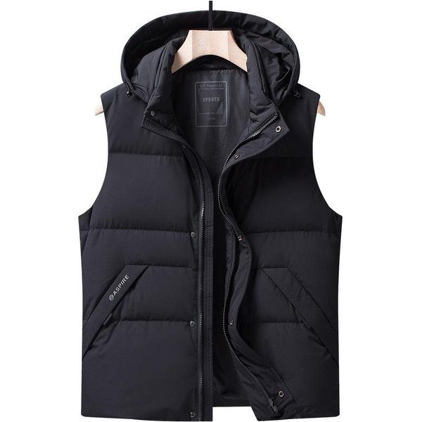 Chaleco De PlumóN Con Capucha Para Hombre, Chaleco TéRmico Para Exteriores De OtoñO E Invierno, Chaleco Exterior De PlumóN De Pato Blanco 90 4XL Negro-image