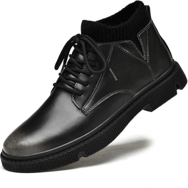 MęSkie Botki ZwięKszająCe Wzrost WkłAdki 6Cm MęSkie Buty PodwyżSzająCe Outdoor DużY Rozmiar 38-48 43 Czarny-image