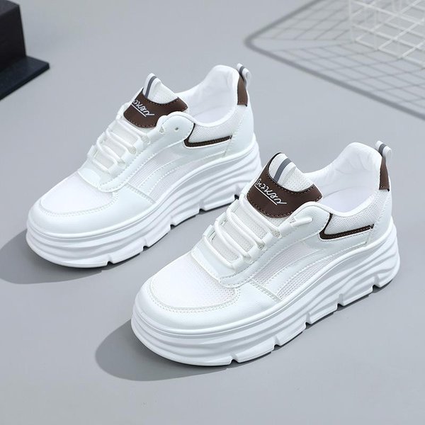 W3603 Zapatos Blancos De TacóN Oculto Para Mujer, De Malla Transpirable, Con Plataforma De 7 Cm, Zapatillas Informales De Verano, Deportivas De Malla Para Mujer 40-image