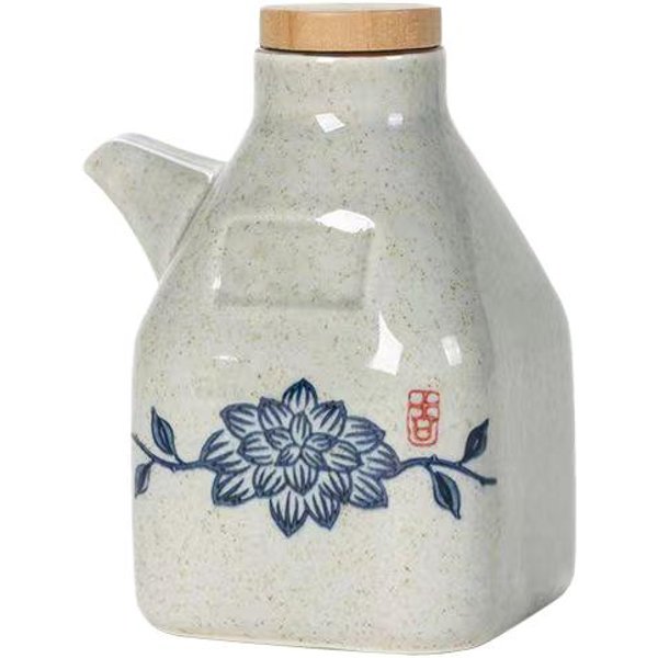 Botella De Aceite De CeráMica Retro, Suministros De Cocina, Recipiente Para Condimentos LíQuidos, Vinagre Y Salsa De Soja, Botella De Aceite De CeráMica De Gran Capacidad-image