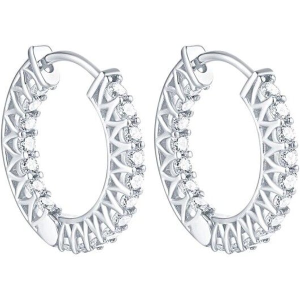 Wong Rain Plata De Ley 925 Moissanita Creada Piedra Preciosa Fiesta De Bodas Moda Pendientes De Aro Para Mujeres JoyeríA Fina Venta Al Por Mayor De Oro Blanco-image