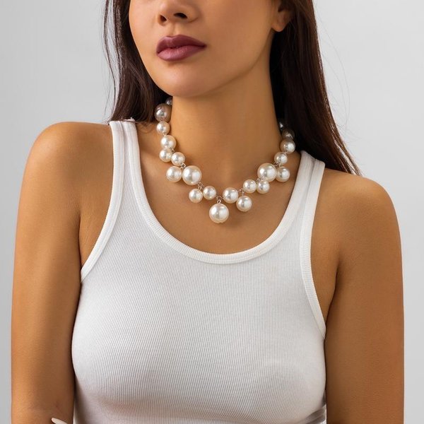 Moda W Stylu Vintage Sztuczna PerłA Naszyjnik Zroszony PerłY Naszyjniki Punk Choker Naszyjnik Dla Kobiet Bride Party BiżUteria Prezent Black-image