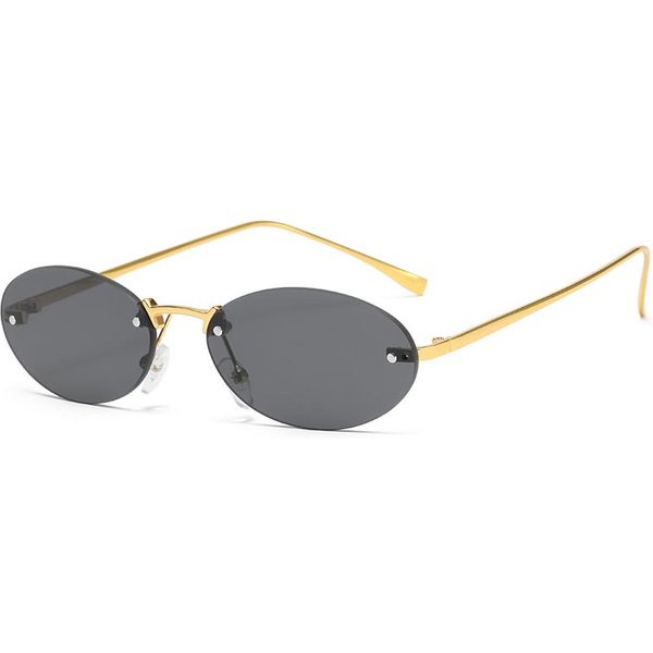 Bezramkowe Owalne Okulary PrzeciwsłOneczne Damskie Punkowe Okulary SłOneczne UV400 Metalowe Bezramkowe Okulary Dla MężCzyzn I Kobiet Okulary Do Jazdy Beige-image