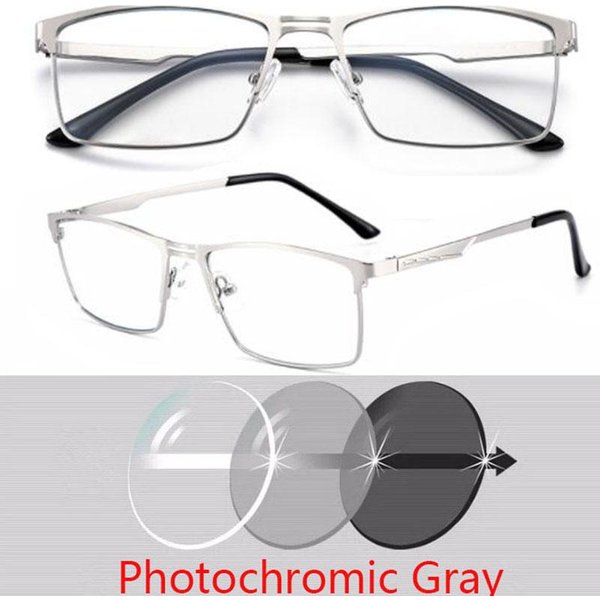 0 -0.5 -0.75 Do -6.0 Metalowe PełNe Oprawki SłOńCe Fotochromowe Kwadratowe Okulary Korekcyjne Z Mocą Cylindryczną Myopia -3.0-image