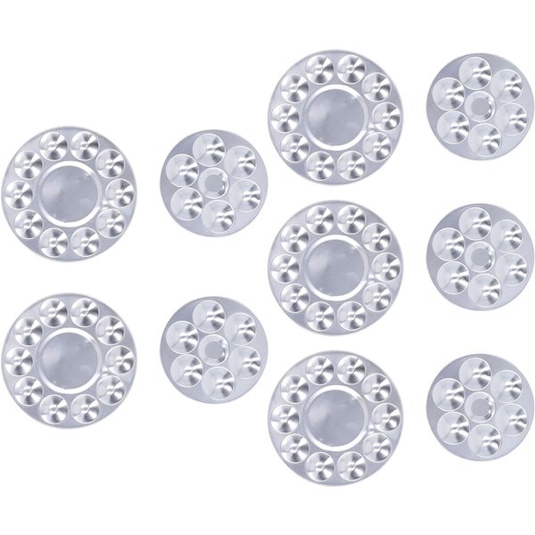 10 Piezas Bandeja Redonda De Metal Para Pintura 10 Cavidades 6 Cavidades AleacióN De Aluminio Paletas Redondas De Metal-image