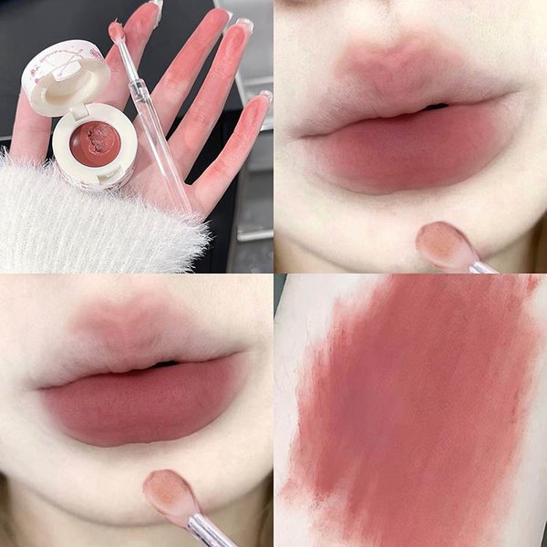 Mousse Lip Mud Velvet Mist Lip Glaze LáPiz Labial Mate Duradero Resistente Al Agua Tinte De Labios De Color Naranja Con Pincel Para Labios Dupe Korean Makeup-image