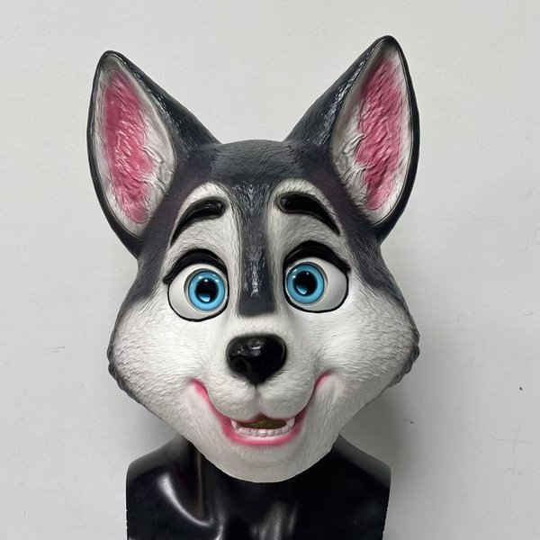 Lateksowe Nakrycie GłOwy Husky, Maska Imprezowicza One Size Fits All Adults Szary-image