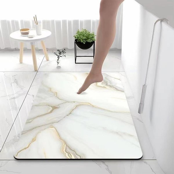Alfombra De Lujo De MáRmol Suave De Barro De Diatomeas Absorbente De Humedad Secado RáPido BañO Entrada De Puerta De BañO Alfombra Antideslizante 60 * 90Cm-image